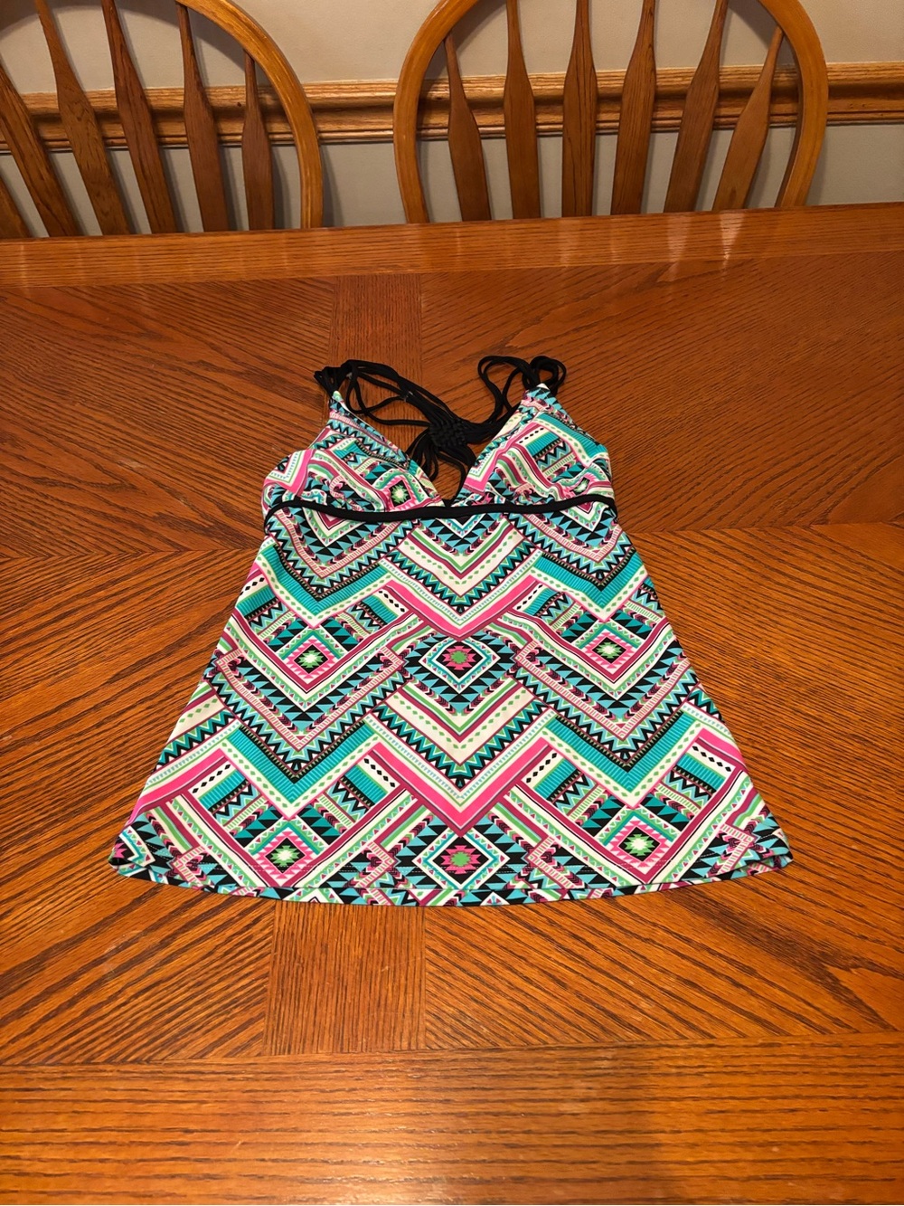 Hula Honey Pink, Teal & Mint Geometric Swimwear Top